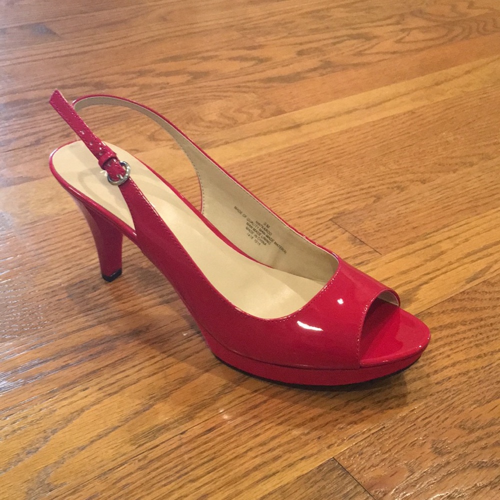 NWT Nine West Red peep toe sling back size 9